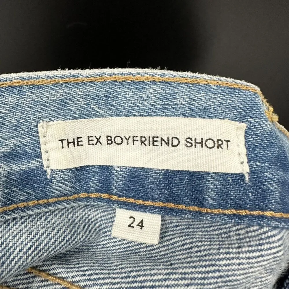 Denim Forum The Ex Boyfriend Distressed Organic Cotton Denim Short Size 24
